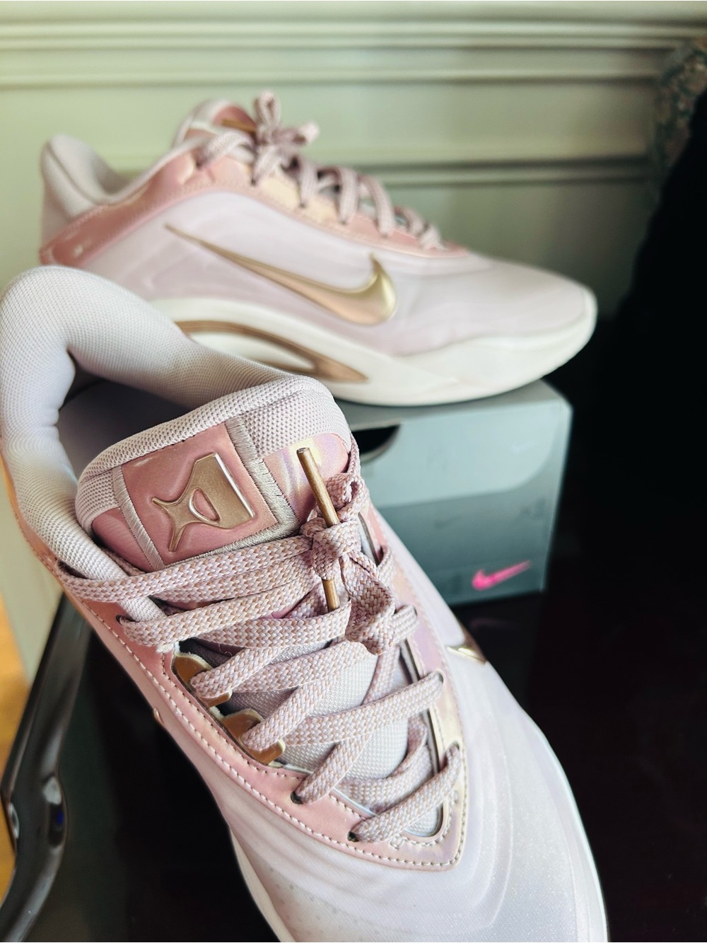Nike Women's Pink and Gold Athletic Sneakers